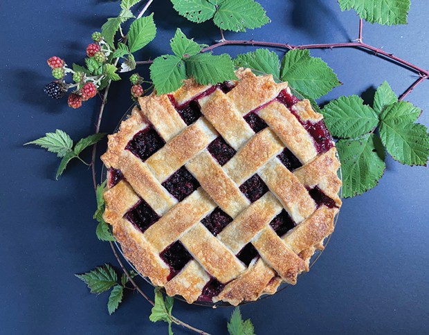 A jammy blackberry pie worth the pain of picking.