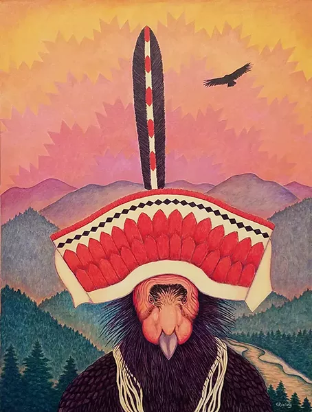 Lyn Risling's acrylic on canvas painting "Aachipan (Center Man)," 2018. - PHOTO BY GABRIELLE GOPINATH
