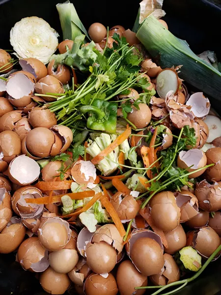 Food waste (left) breaks down into compost, which worms eat (right). Submitted
