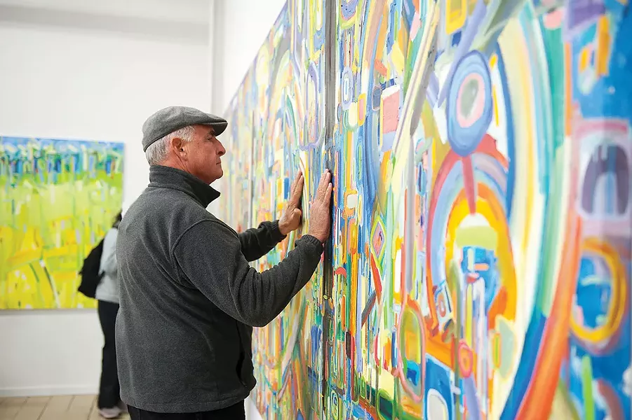 Andrei Hedstrom's touchable paintings at Black Faun Art Gallery. - MARK MCKENNA