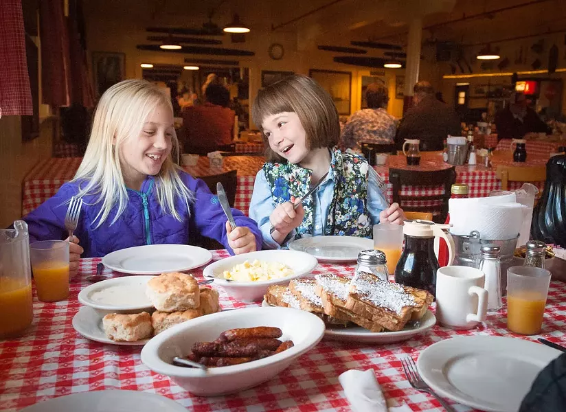 Eating like lumberjacks at the Samoa Cookhouse. - MARK MCKENNA