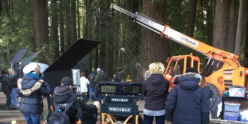 The crew of "A Wrinkle in Time" filming at Sequoia Park in 2016.