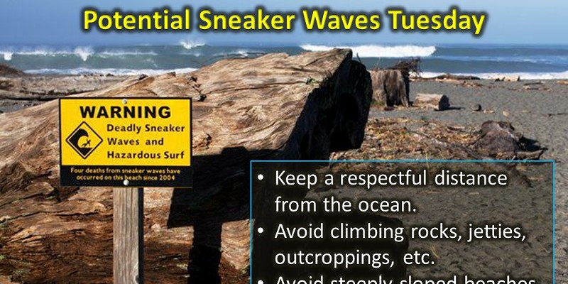 Sneaker Wave Warning for Local Beaches