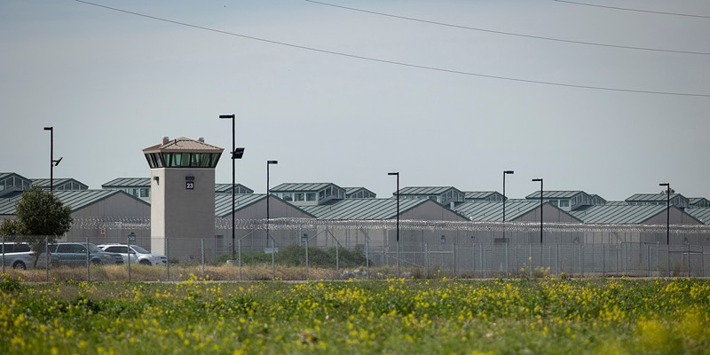 A guard tower at the N. A. Chaderjian Youth Correctional Facility in Stockton on March 2, 2022.