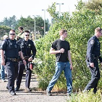 Eviction Day Eureka police officers begin clearing the PalCo Marsh on May 2.