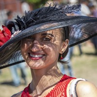 Laura Ayllon, of Loleta, put her sun hat to good use on the sunny afternoon. She placed second in the Most Glamorous category.