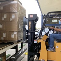 A delivery of state-supplied masks, face shields, no-touch thermometers, and hand sanitizer arrive for when Kern County schools are able to open for in-person instruction.