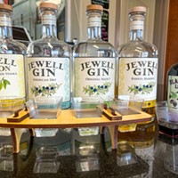 The tasting lineup at Jewell Distillery