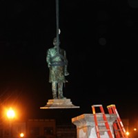 The statue of President William McKinley's removal from the Arcata Plaza in March of 2019.