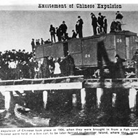 A 1906 newspaper clipping documents the expulsion of a Chinese work crew from a Humboldt County cannery.