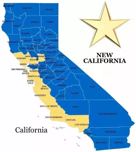 Image result for map of proposed new california