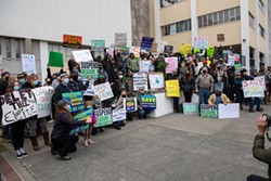 SUBMITTED - Participants in a Jan. 18 rally calling on the Humboldt County Board of Supervisors to repeal Measure S pose for a photo outside the courthouse.