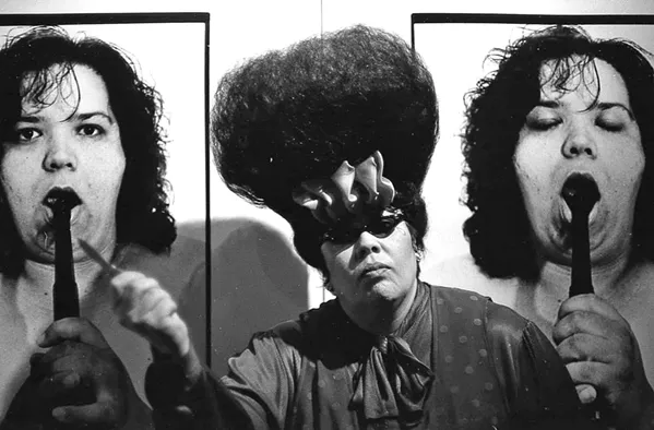 CHOLA CON CELLO, 1991 Villarreal photographed performance artist, musician, educator, and activist Chola Con Cello, María Elena Gaitán, in 1991. - PHOTOS COURTESY OF STUDIOS ON THE PARK