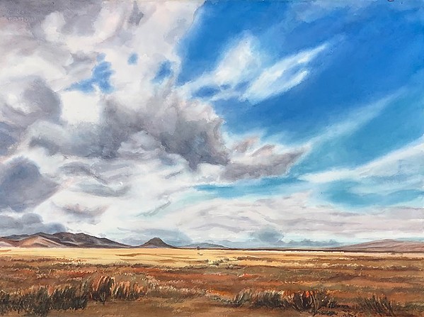 BOUNDLESS This 22-by-30-inch watercolor was also developed in the studio from many plein air paintings done over the years at the Carrizo National Monument. - COURTESY IMAGE BY ROSANNE SEITZ