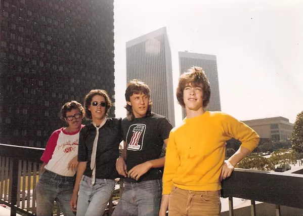 RETEAMED Songwriters Jon Stebbins (second from the right) and Tom Alford (far right) were members of The Point, a popular '80s Paisley Underground act in LA. Alford recently put out an EP with one of their never recorded songs from 1986 as well as a brand new collaboration, available on all major platforms. - PHOTO COURTESY OF THE POINT