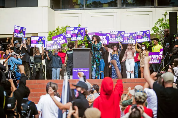 PROTESTING CHARGES As national protests called for police reform, a July 21 protest in SLO led to the arrest of activist Tianna Arata, who garnered support asking SLO County District Attorney Dan Dow to drop the charges against her. - FILE PHOTO BY JAYSON MELLOM