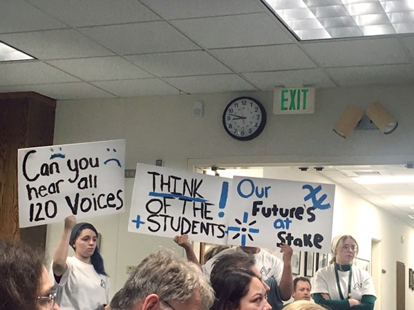 THE IMPACTS Paso Robles community members, students, and teachers attended a board meeting on March 10 to protest millions of dollars' worth of cuts to faculty, staff, and classes in the Paso Robles Joint Unified School District. - FILE PHOTO