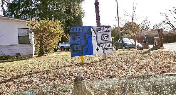 DIALOGUE A sign on the lawn of an Atascadero Resident sparked the newly appointed Atascadero Police Chief to call for an open dialogue between himself and the sign maker. - PHOTO COURTESY OF THE ATASCADERO POLICE DEPARTMENT FACEBOOK PAGE