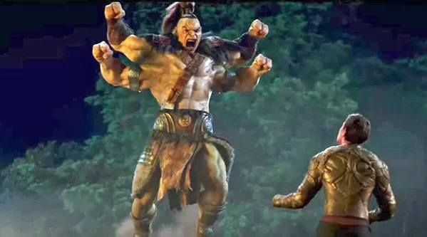 FIGHT NIGHT Goro (voiced by Angus Sampson, left) squares off against Cole Young (Lewis Tan), in the newest installment of the Mortal Combat franchise, screening on HBO Max and in local theaters. - PHOTO COURTESY OF NEW LINE CINEMA