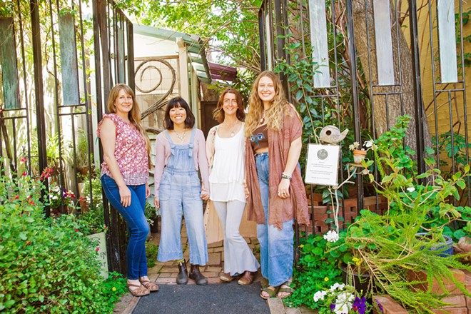 HIDDEN GEM Kirstin Sherritt, Kristen Yogi, Lucinda Kelly, and Claire Gretlein (left to right) bring the best tea around to downtown San Luis Obispo at The Secret Garden Organic Herb Shop. - PHOTO BY JAYSON MELLOM