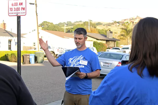'ENOUGH IS ENOUGH' At a rally outside the Lucia Mar Unified School District office on May 4, Michael Mulder, vice president of Central Coast Families for Education Reform, announced plans to recall three of the district's board members. - PHOTO BY KASEY BUBNASH