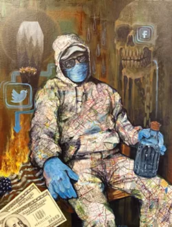 DARK TIMES Ami Lynn Ursey's commentary on the pandemic The Commodity of Fear is part of Art Center Morro Bay's Broken Nature exhibit. - COURTESY IMAGE BY AMI LYNN URSEY