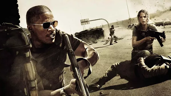 STRANGERS IN A STRANGE LAND American FBI Agents Ronald Fleury (Jamie Foxx) and Janet Mayes (Jennifer Garner) race against time to find a terrorist cell responsible for an attack on a U.S. military base in Saudi Arabia, in The Kingdom, screening on HBO Max. - PHOTO COURTESY OF UNIVERSAL PICTURES