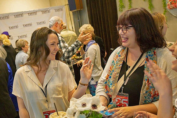 NETWORK In 2022, the SLO International Film Festival (SLOIFF) plans to introduce more networking opportunities for Central Coast filmmakers, such as Grace Tucker and Becca Tiemeir, who socialized at a film fest event in 2019. - PHOTOS COURTESY OF SLOIFF