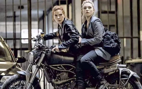 SIBLING RIVALRY Sisters Natasha Romanoff (Scarlett Johansson, left) and Yelena Belova (Florence Pugh, right) have to put aside their differences and work together to save the world from evil, in Black Widow. - PHOTO COURTESY OF DISNEY PLUS AND MARVEL STUDIOS