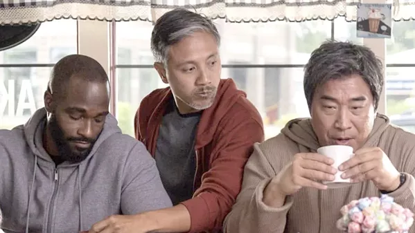AGING GRACELESSLY Three former kung fu prodigies—(left to right) Jim (Mykel Shannon Jenkins), Danny (Alain Uy), and Hing (Ron Yuan)—break out of their middle-aged doldrums to avenge their murdered former master, in The Paper Tigers, available at Redbox. - PHOTO COURTESY OF BEIMO FILMS
