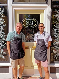 ON A ROLL Owner Michael Martineau, left, and chef Gonzalo Huerta celebrated the soft opening of SLO Delicious on June 30. Stay tuned for details on its upcoming ribbon-cutting ceremony. - PHOTOS COURTESY OF SLO DELICIOUS