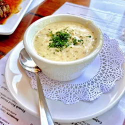 FALL FAVORITE Moonstone Beach Bar & Grill's chowder boasts a blend of clams, potatoes, bacon, cream, and spices. Attend the Oct. 30 event for a cup, or hit the restaurant for a hearty helping served in a crusty sourdough round. - PHOTO COURTESY OF MOONSTONE BEACH BAR & GRILL