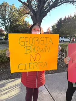VOICING DISSENT Paso Robles community members fear that closing the Georgia Brown Elementary site would disadvantage students from lower-income and Spanish-speaking families. - PHOTO COURTESY OF YESSENIA ECHEVARRIA