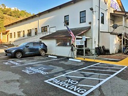 PARKING CHANGES A new EV charging station at the Cambria Vets Hall was installed where an ADA spot used to be. Veterans who use the spot to access their American Legion Post 432 club are frustrated by the change. - PHOTO COURTESY OF BRIAN GRIFFIN