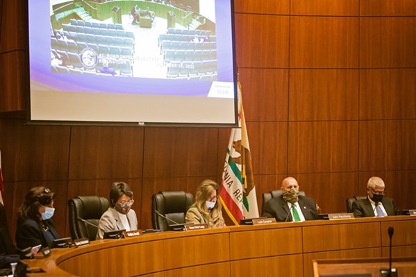 BOARD SPLIT From water policy to elections, the SLO County Board of Supervisors remained divided in 2021. - FILE PHOTO BY JAYSON MELLOM