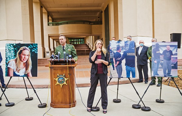 SLOW JUSTICE In April, Sheriff Ian Parkinson announced the arrests of Paul and Ruben Flores for suspicion of murdering Kristin Smart, almost 25 years after her disappearance. - FILE PHOTO BY JAYSON MELLOM