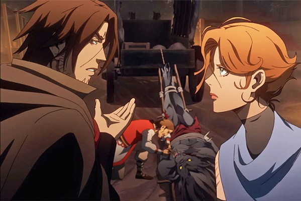 BLOODY BRILLIANT Castlevania follows the gory journey of vampire killer Trevor Belmont (left), the sorceress Sypha (right), and Dracula's son Alucard, as they team up to defeat Dracula and his army of night creatures. - PHOTO COURTESY OF NETFLIX