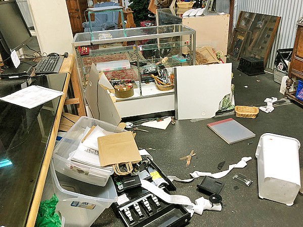 SMASH-AND-GRAB Vandals broke into the Mission Thrift Store, stole items totaling up to $500, and destroyed a display case and the cash register. - PHOTO COURTESY OF OLD MISSION SCHOOL