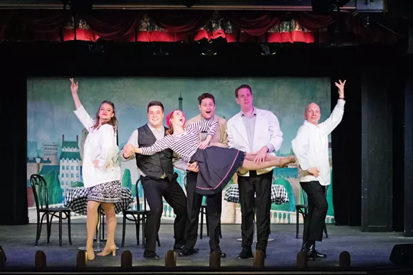 FROM PARIS WITH LOVE The entire ensemble cast of Muskie Love returns to the stage for the Melodrama's vaudeville revue during a sketch that takes place at a French bistro in present-day Paris. - PHOTO COURTESY OF THE GREAT AMERICAN MELODRAMA
