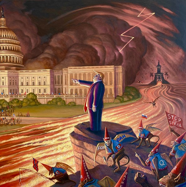 PATRIOTS? Pandemonium is Mark Bryan's take on the Jan. 6, 2021, U.S. Capitol insurrection, fashioned after John Martin's 1841 painting of the same name that depicts Satan overlooking his domain. - IMAGES COURTESY OF MARK BRYAN