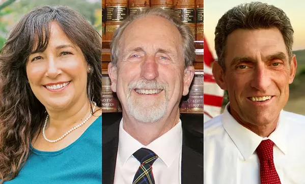THE CONTENDERS Three candidates are vying for the clerk-recorder job in SLO County: from left to right, appointed incumbent Elaina Cano, attorney Stew Jenkins, and military consultant James Baugh. - PHOTOS COURTESY (LEFT TO RIGHT) OF ELAINA CANO, STEW JENKINS, AND JAMES BAUGH