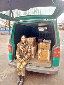HELPING ON THE GROUND  Proceeds from the Run for Ukraine fundraiser in Laguna Lake Park will go to help organizations like Olena Makhanova’s Racoons Peacekeepers, which is providing direct aid to people in Kharkiv. - PHOTO COURTESY OF RUN FOR UKRAINE SLO