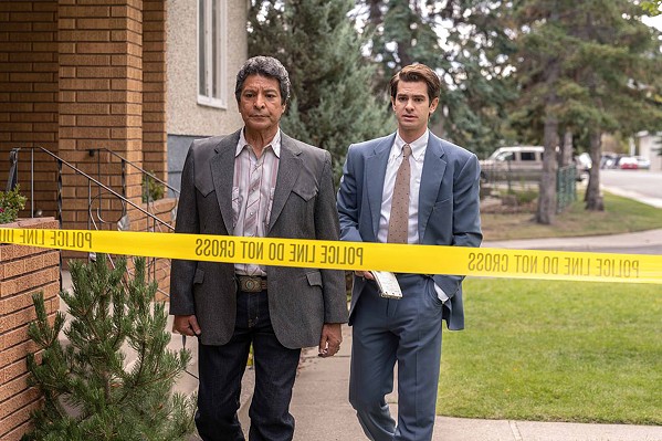 FINDING THE TRUTH Salt Lake City Detectives Bill Taba (Gil Birmingham, left) and Jeb Pyre (Andrew Garfield) unravel a murder mystery regarding a fundamentalist Mormon splinter group, in Under the Banner of Heaven, streaming on Hulu. - PHOTO COURTESY OF AGGREGATE FILMS AND FX PRODUCTIONS