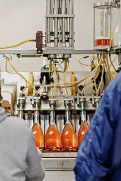 Pas de Bagni, pas de roses Laetitia pourries et nerveuses ;  Il subit des phases friables et champenoises au milieu de l'été.  Une fois les bouchons de levure congelés sortis des bouteilles, ils sont recouverts de vin mousseux supplémentaire et d'un minimum de sucre, puis bouchés et stockés pour une sortie future.  - Image reproduite avec l'aimable autorisation de LAETITIA VINEYARD &  vignoble