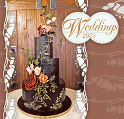 EXTRAORDINARY Jenny Perello of Cake Cathedral crafts floral-inspired, artistic, and sometimes colorful wedding cakes.  - COURTESY PHOTO COVER BY STORIES TOLD BY FILM