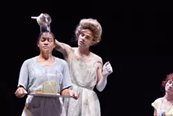 STICKS AND STONES: Grace Jackson (Jayde Forzetting) endures physical, emotional, and verbal abuse at the hands of an expressive and talented ensemble cast. - PHOTO BY STEVE E. MILLER