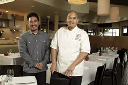 UP FOR ACCOLADES : Chris Kobayashi (right) has twice been nominated for a James Beard Foundation honor. The chef at Artisan, pictured here with his brother and business partner Mike (left), has a farm-to-table philosophy that showcases local farms, ranchers, and wineries. - PHOTO BY STEVE E. MILLER