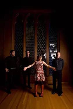 SING IT, SISTER : Sarah Palmer (center), formerly of Morro Bay but now of San Francisco, returns to the area with her band efft, playing Oct. 30 at Linnaea’s Cafe . - PHOTO BY JASON PREDOCK