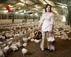 DON’T PUT ALL YOUR EGGS IN ONE BASKET : Model: Amy Asman. Art director: Ashley Schwellenbach. Hair and makeup by Shelby Hood. Venue provided by the Cal Poly Poultry Department. - PHOTO BY STEVE E. MILLER