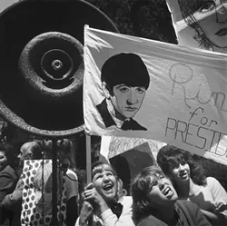 RINGO FOR PRESIDENT : In San Francisco, Arthur Tress documented the intriguing collision of the 28th annual Republican National Convention with the kickoff of the Beatles’ first North American tour. Those images and more are part of the current de Young show “Arthur Tress: San Francisco 1964.” “At one point, in Union Square, a throng of Beatlemaniacs collided with a Scranton rally, producing a chaotic scene that disrupted a marching band’s best efforts to carry on with its efforts,” curator James A. Ganz writes in the accompanying book. - PHOTOS BY ARTHUR TRESS